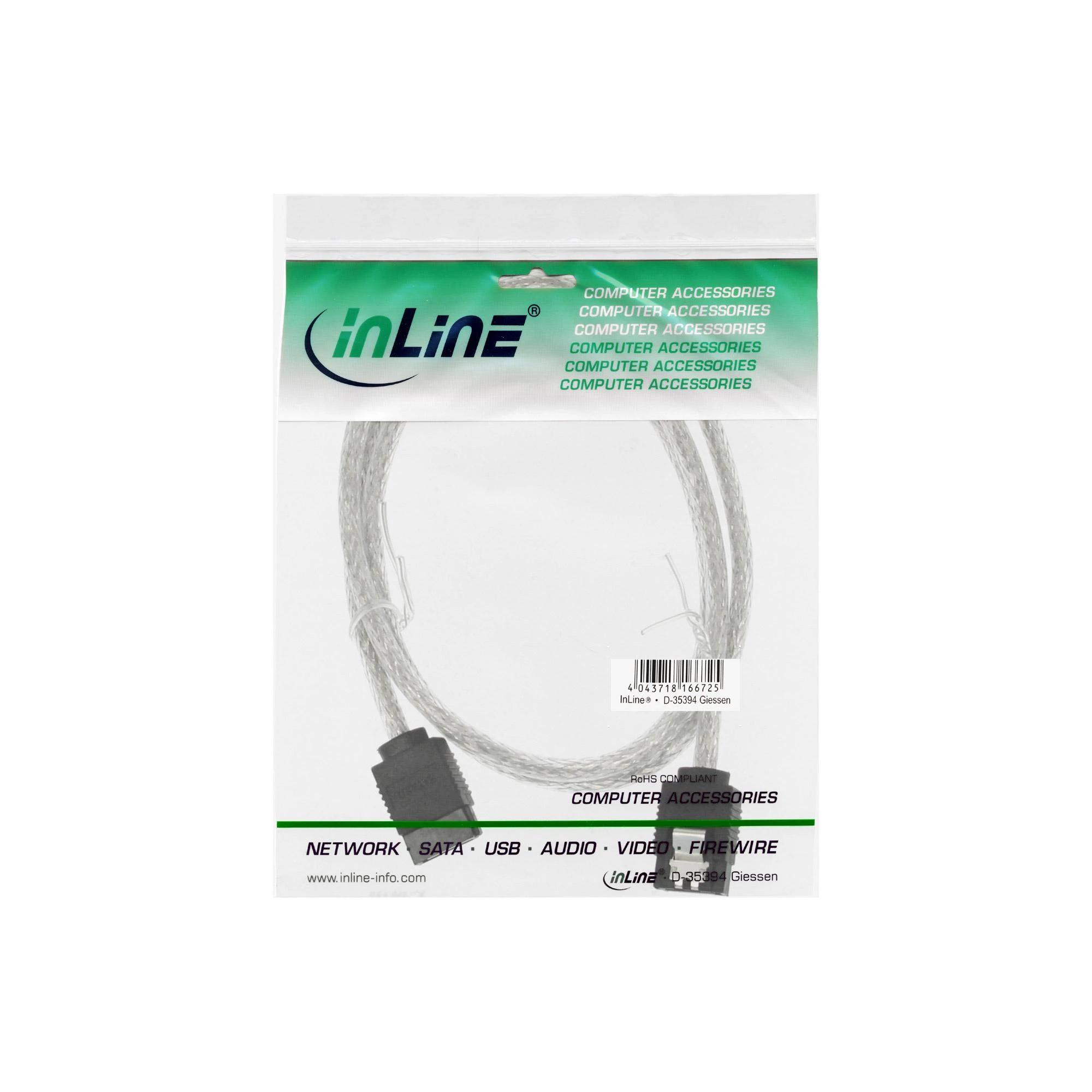InLine SATA - SATA, 0.75m, Pilka (27307R)