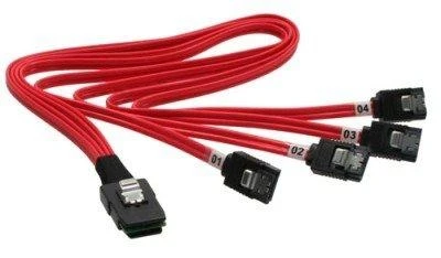 InLine SAS kabelis (OCR), 1x Mini-SAS iki 4x SATA, juodas - 0,75 m