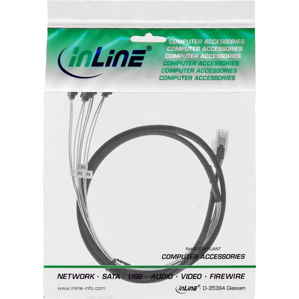 InLine SFF 8087 - SATA x4, 1m, Baltas (27620B)