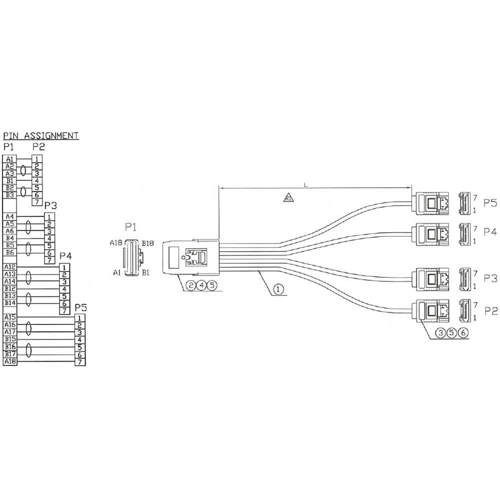 InLine SFF 8087 - SATA x4, 1m, Baltas (27620B)
