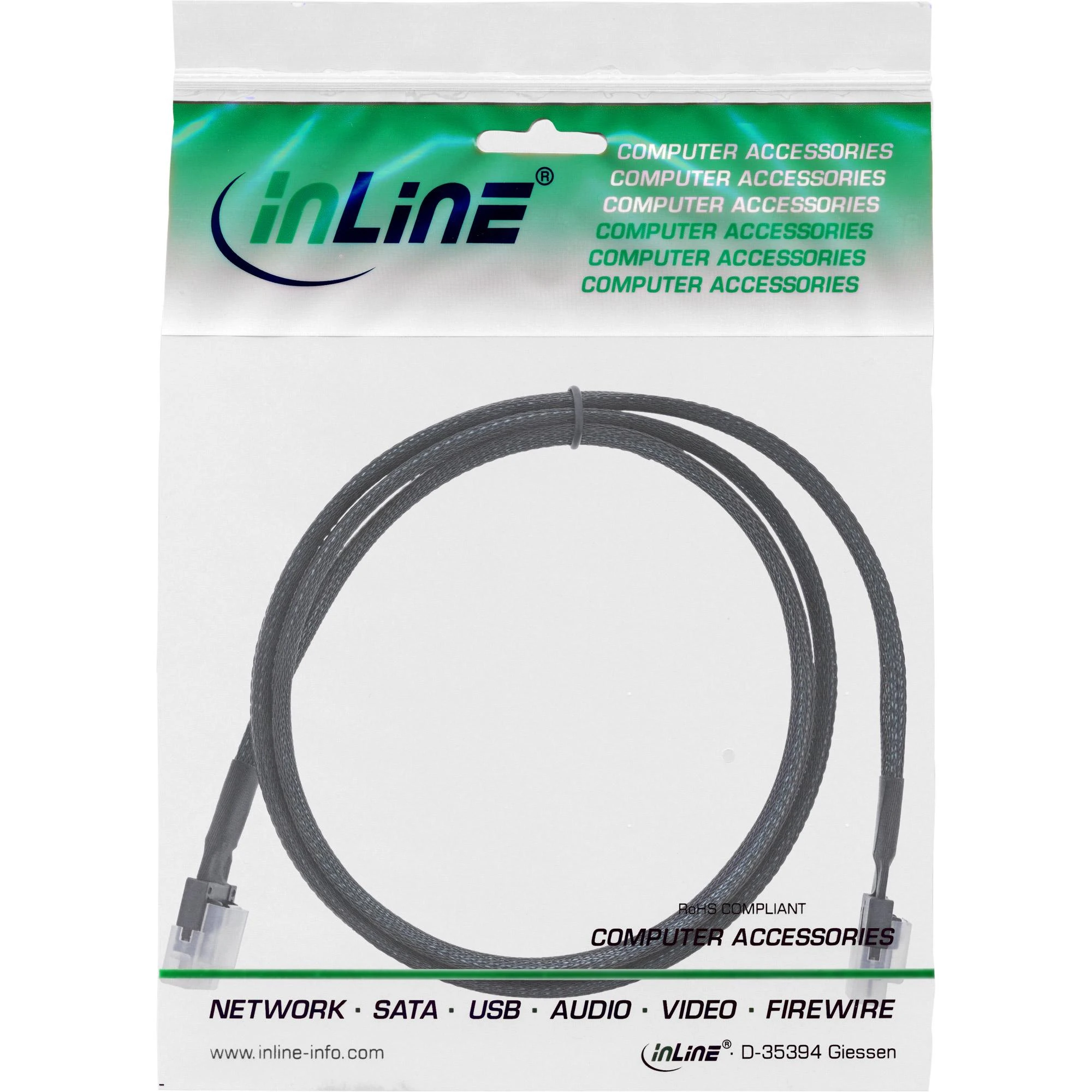 InLine ® Plonas SAS kabelis, SFF-8654 zu SFF-8654, 24Gb/s, 1m