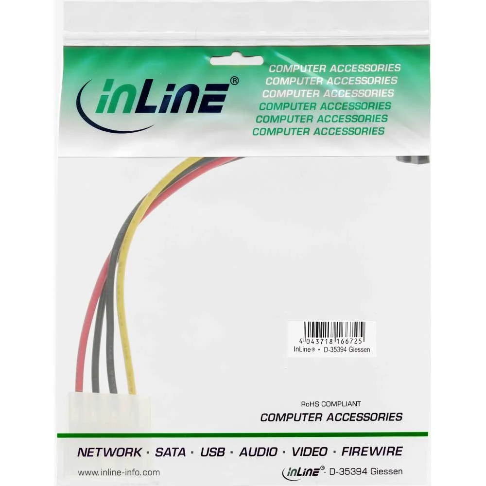 „InLine SATA“ maitinimo adapterio kabelis į 4 kontaktų „Molex“, pakreiptas į viršų