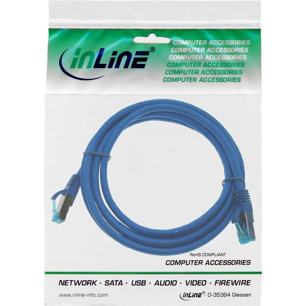 InLine Patch kabelis Cat.6A, S/FTP (PiMf), 500MHz, mėlynos spalvos - 2m