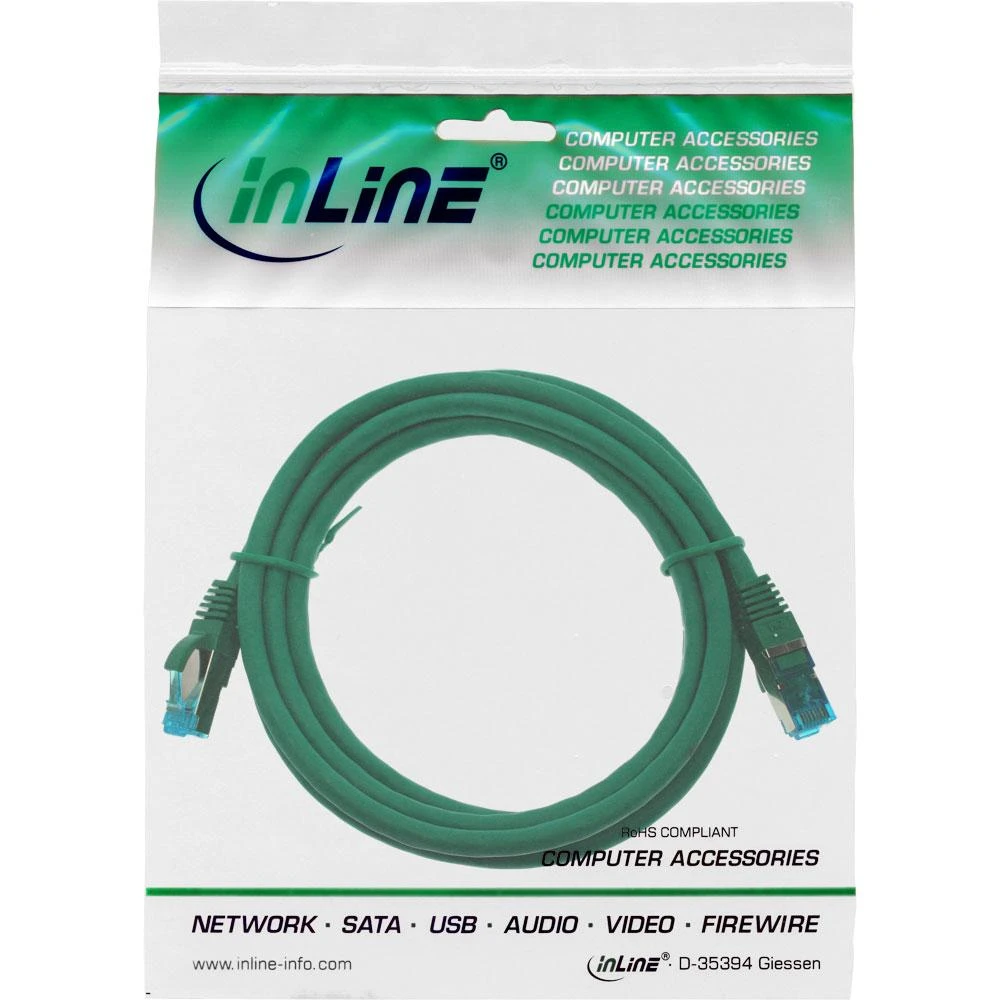 InLine Patch kabelis Cat.6A, S/FTP (PiMf), 500MHz, žalios spalvos – 2m