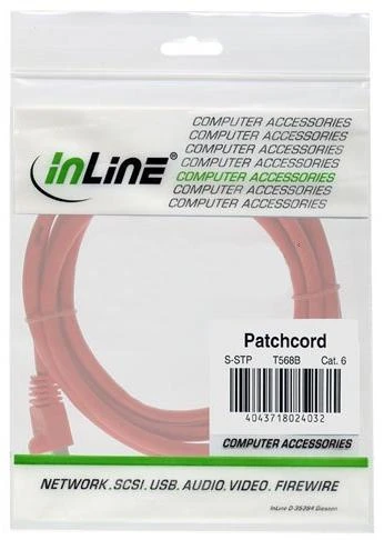 InLine Patch kabelis Cat.6A, S/FTP (PiMf), 500MHz, raudonos spalvos – 2m