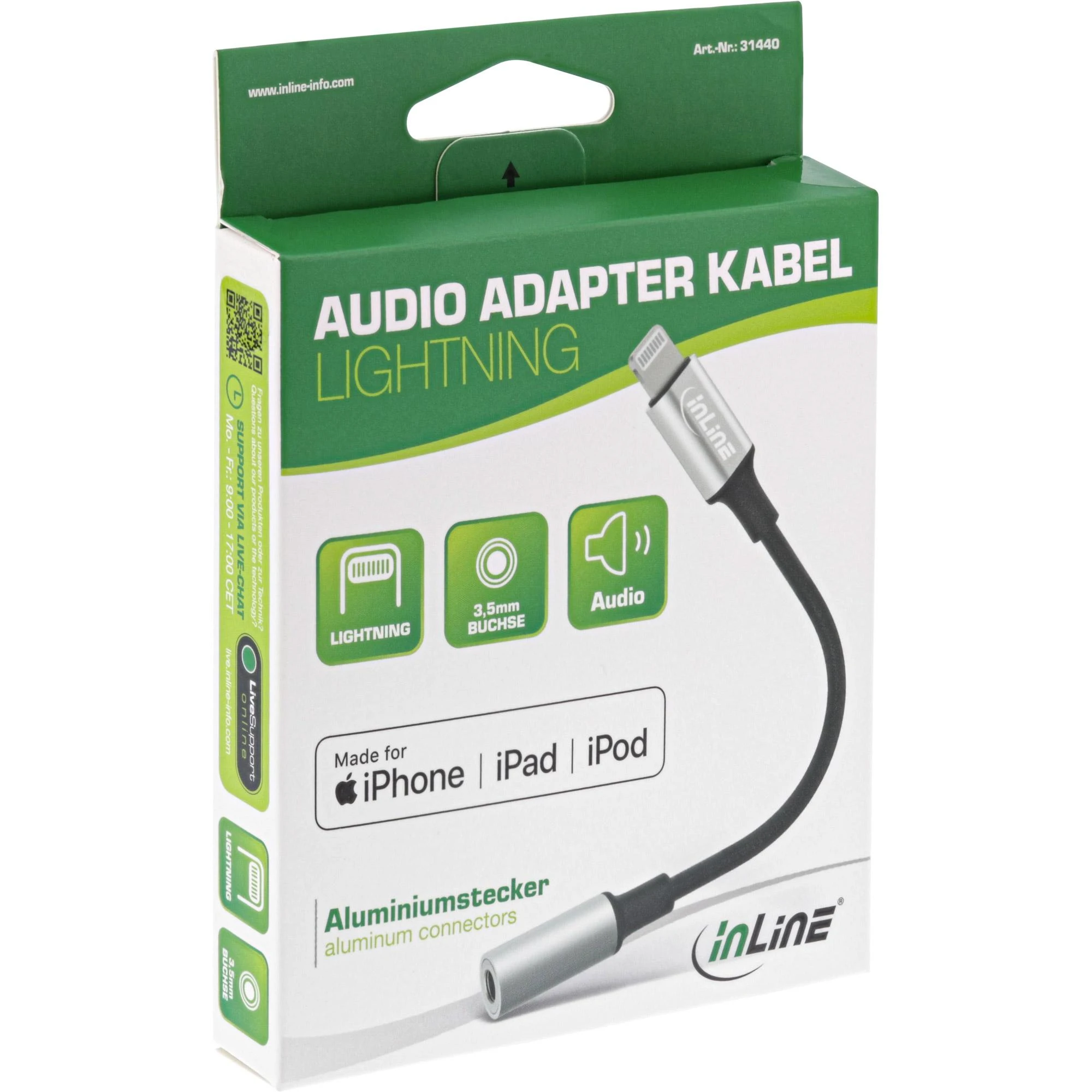 InLine Lightning į 3.5mm adapteris pakuotėje