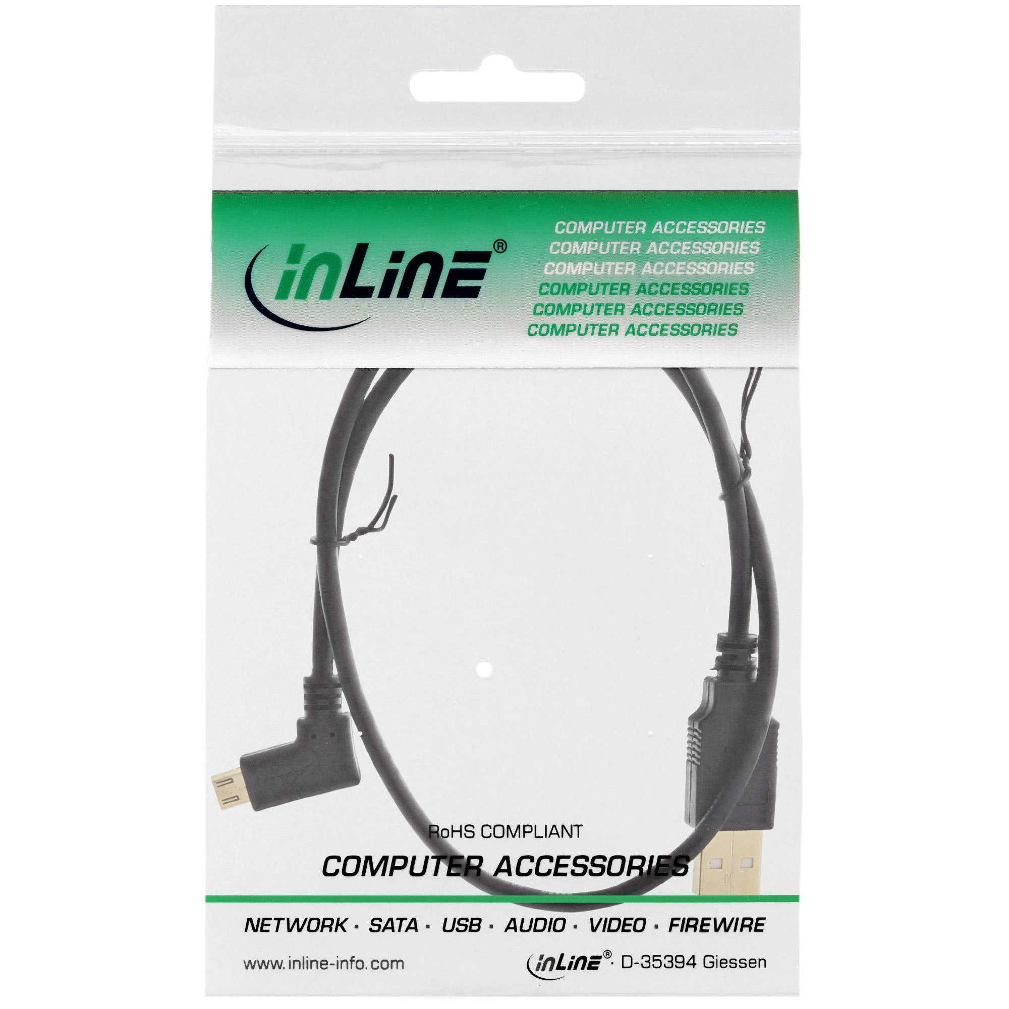MicroConnect Kabelis USB InLine USB-A - microUSB 0.5 m Juodas (31705T)