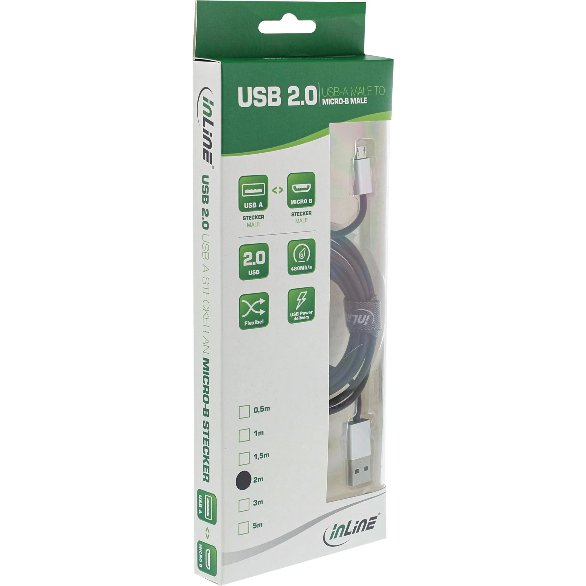 Kabelis USB InLine USB-A - microUSB 1 m Juodas (31710I)