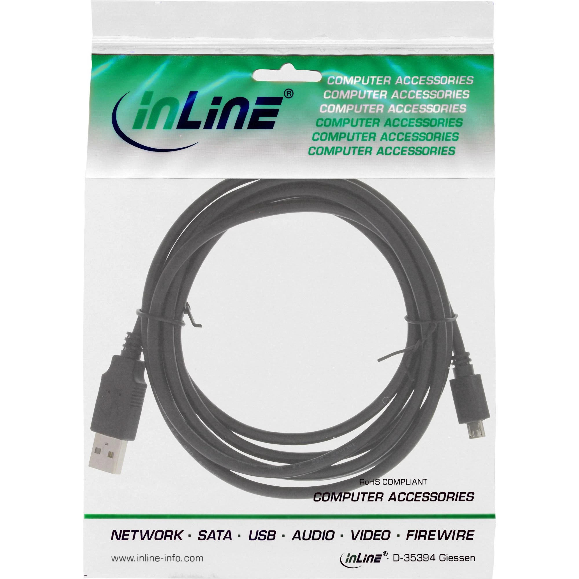 Intos InLine 2,0 m greito įkrovimo USB 2.0 A - Micro-B laidas