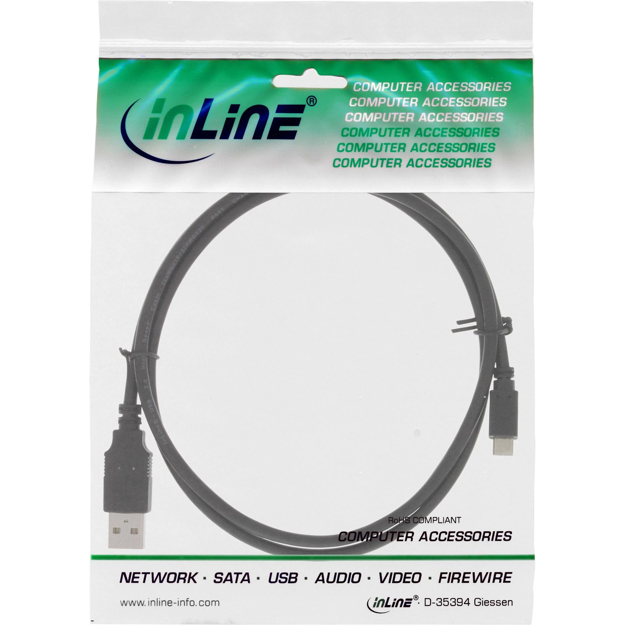 Intos InLine 2,0 m greito įkrovimo USB 2.0 A - Micro-B laidas