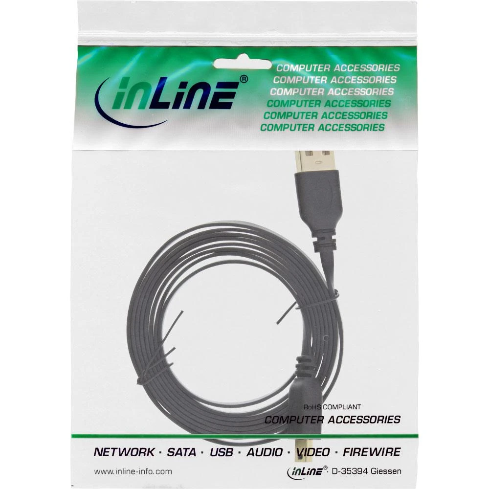 InLine Mini-USB 2.0 kabelis USB-A iki Mini-B, juodas - 5m
