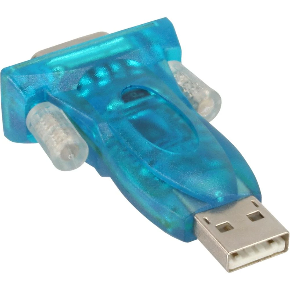 Mėlynas skaidrus USB į RS-232 adapteris