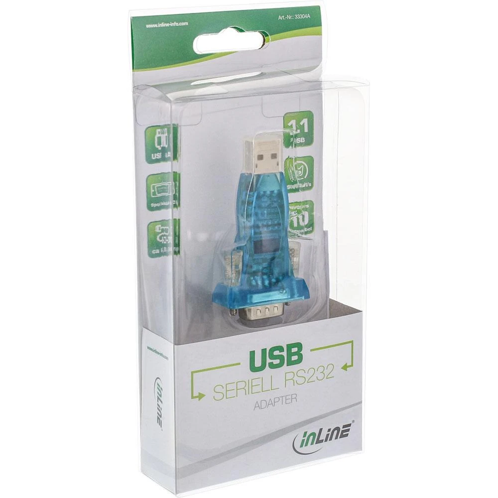 Adapteris USB InLine USB-A - RS-232 Mėlyna (33304A)