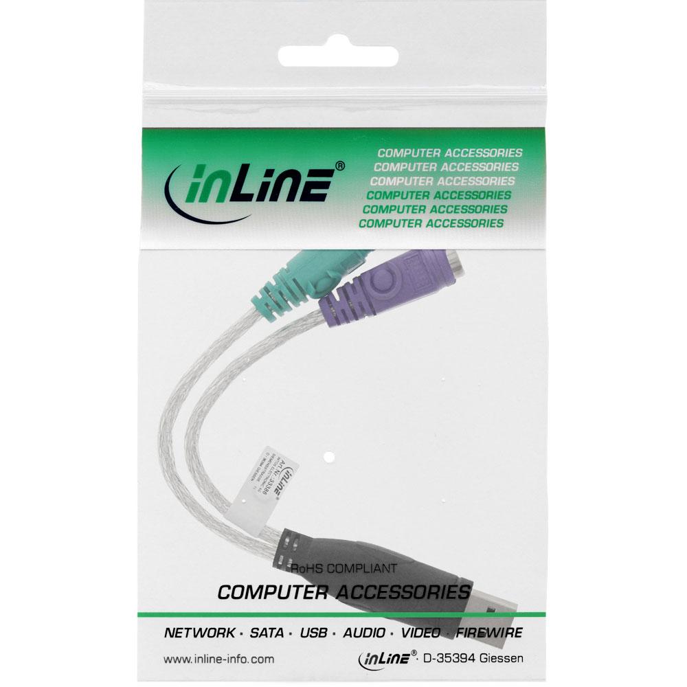 USB adapteris InLine USB - PS / 2 x2 Baltas (33386)