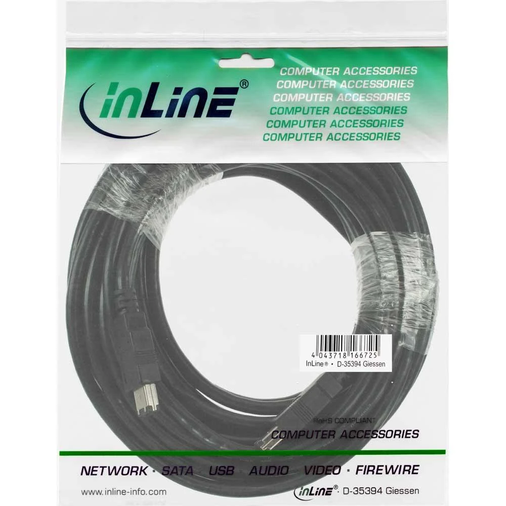 InLine Firewire 6 kontaktų – Firewire 6 kontaktų, 10 m, Juodas (34010)