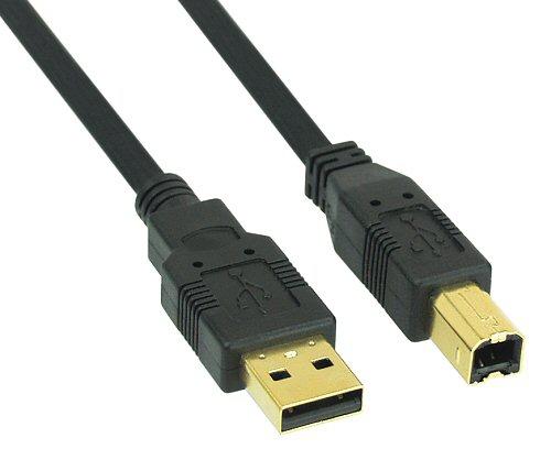 InLine USB 2.0 Cable, A to B, auksinis-plated, juodas - 2m
