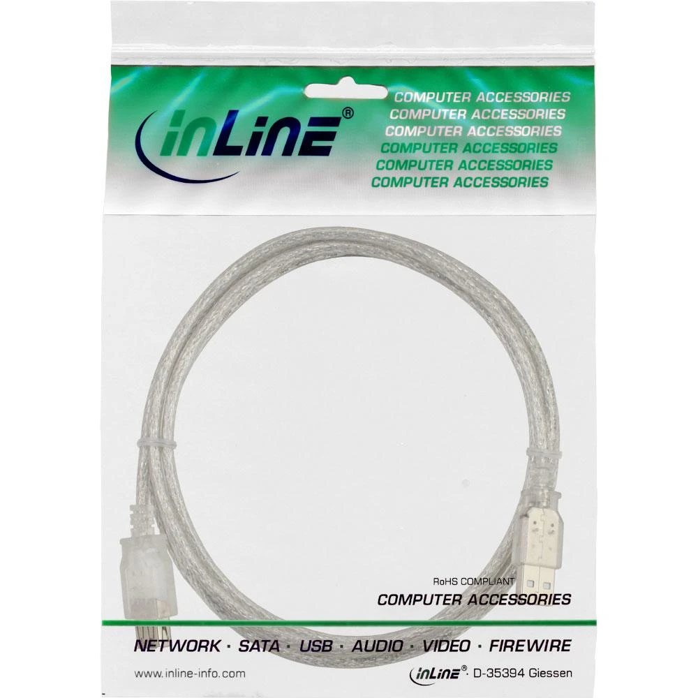 InLine USB 2.0 plėtinys, skaidrus - 5m