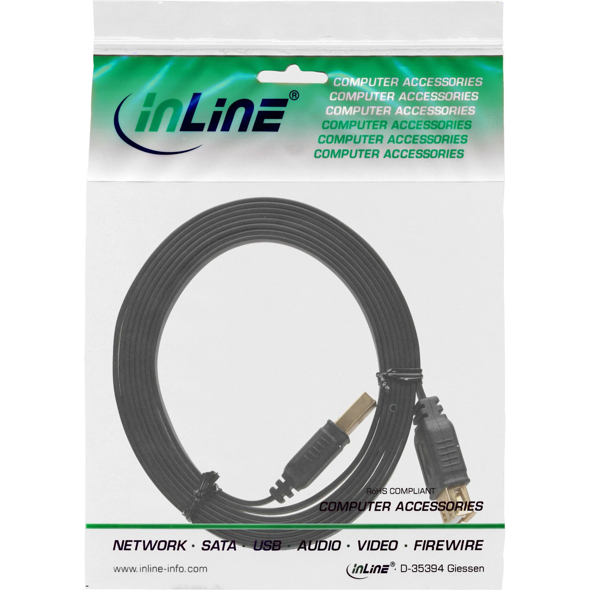 Kabelis USB InLine USB-A - USB-A 5 m Juodas (34605F)