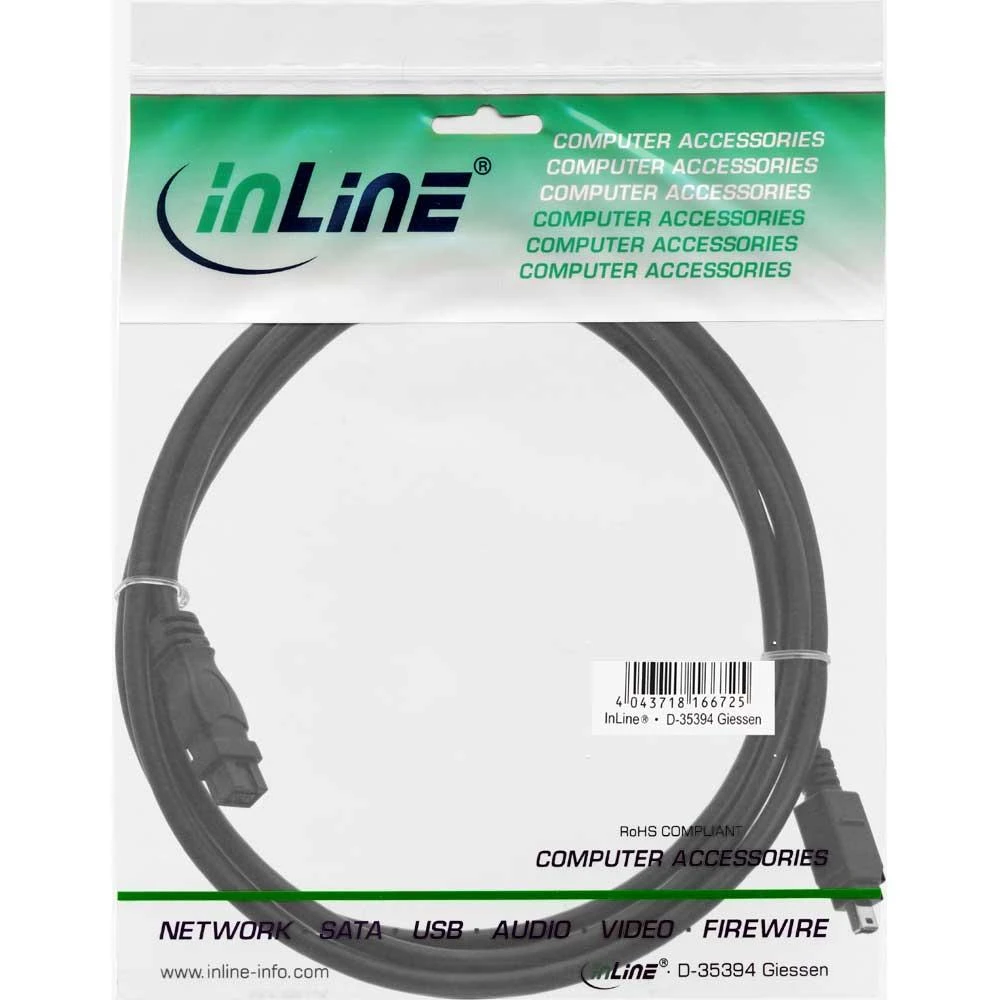 Intos InLine IEEE1934a / IEEE1394b kabelis 9/4 kontaktų, 1,8 m