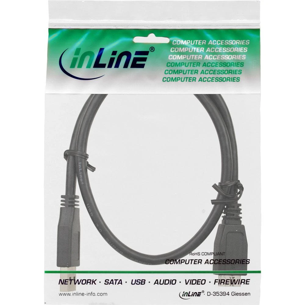 Kabelis USB InLine USB-A - micro-B 0.5 m Juodas (35405)