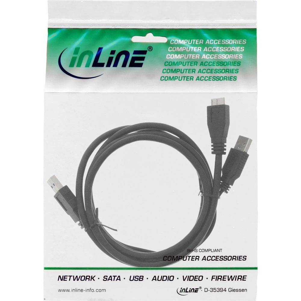 Kabelis USB InLine 2x USB-A - 1 m Juodas (35415Y)
