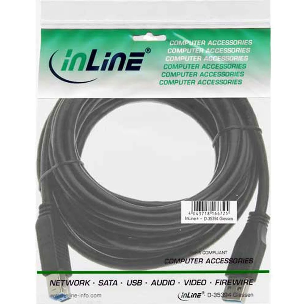 Kabelis USB InLine USB-A - micro-B 5 m Juodas (35450)