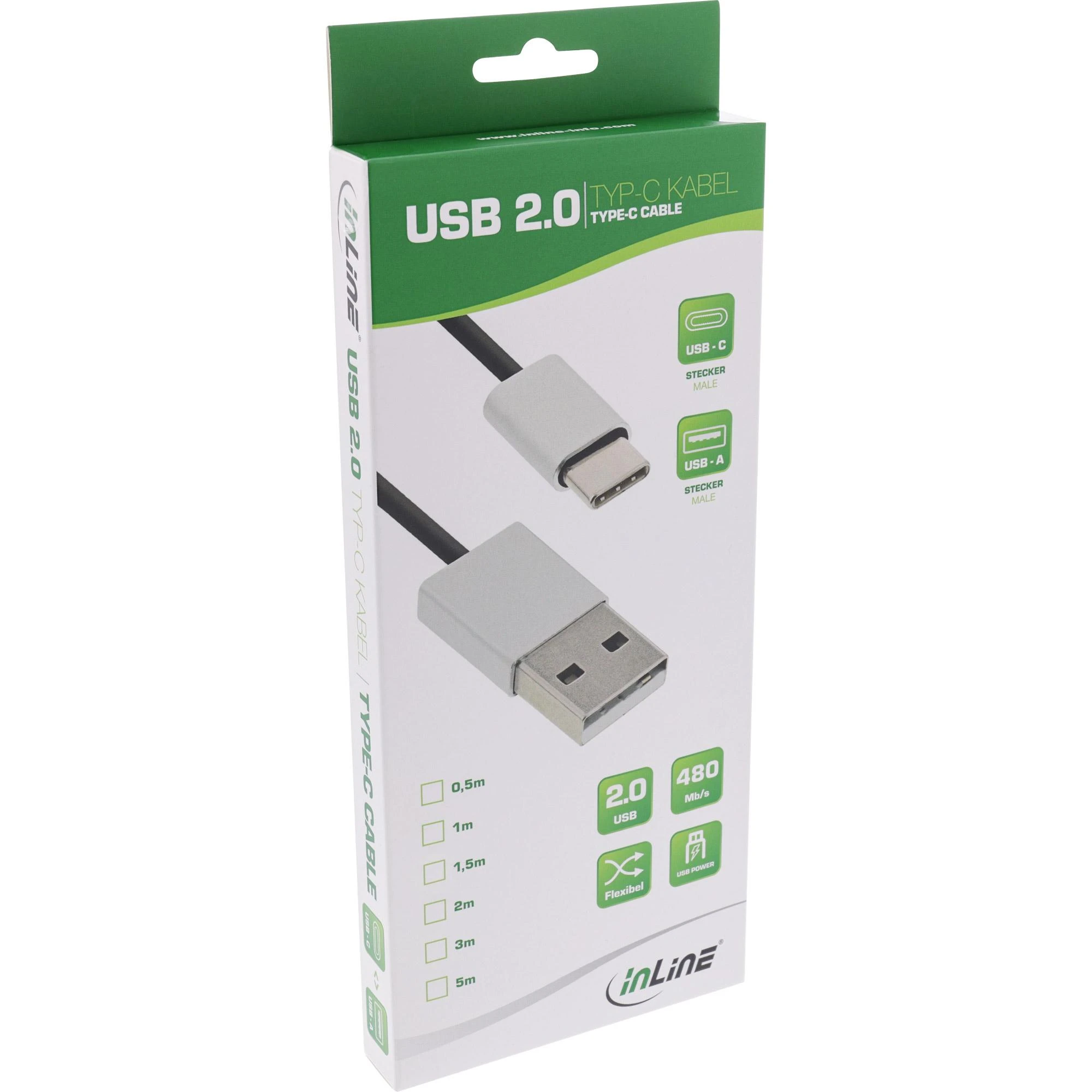 Kabelis USB InLine USB-A - 1 m Juodas (35831)