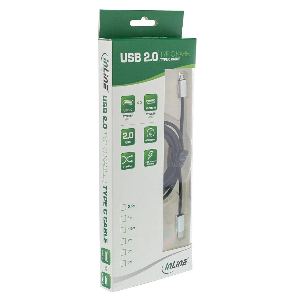 Kabelis USB InLine USB-C - microUSB 1.5 m Juodas (35844)
