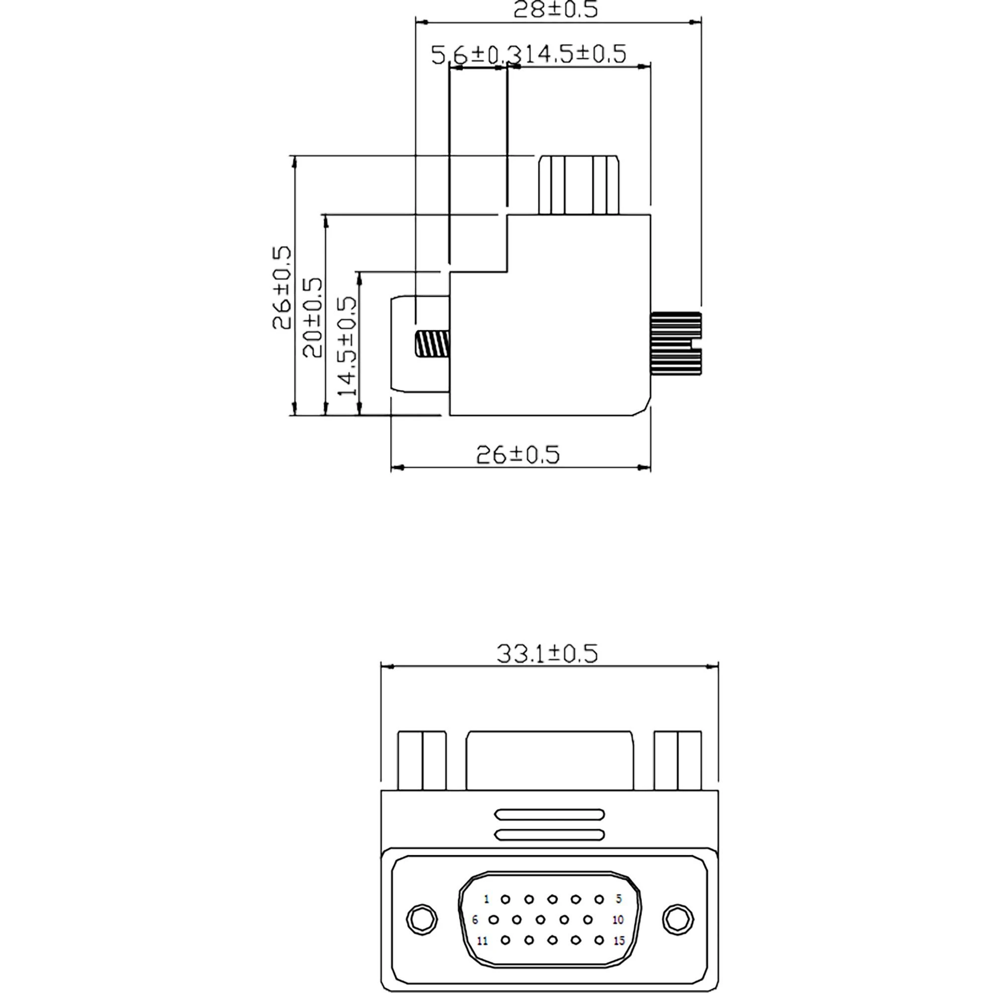 InLine AV adapterio techninis brėžinys
