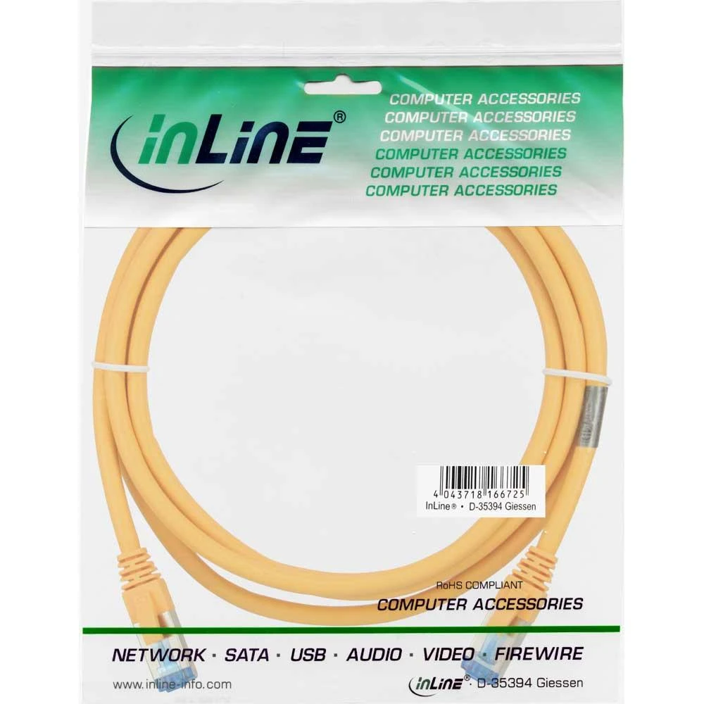 InLine komutacinis kabelis Cat.6A, S/FTP (PiMf), 500MHz, geltonas – 3m