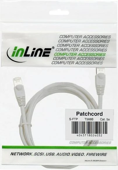 InLine Patchcord SF/UTP Cat.5e, balta 50m (72555W)