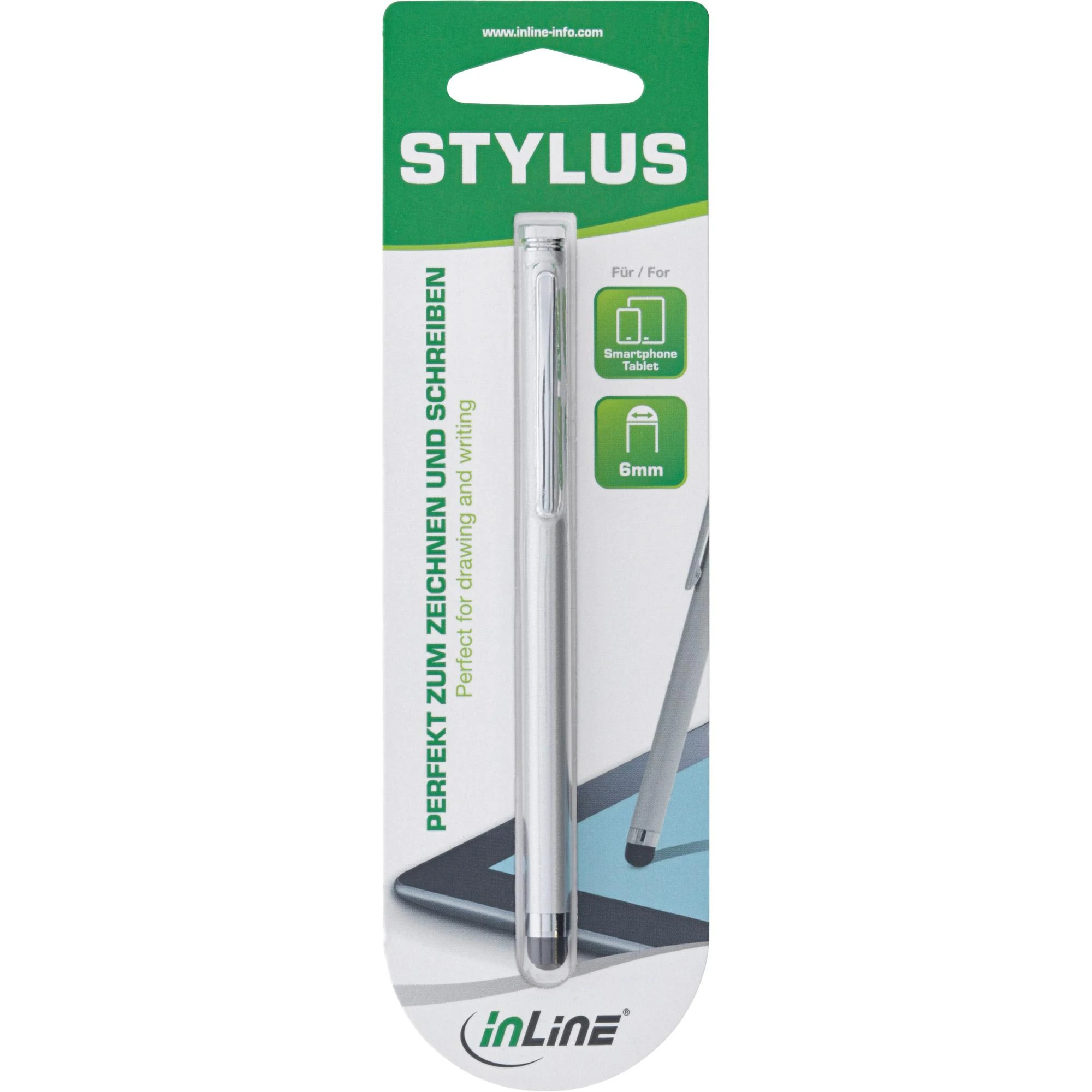 Inline Technology InLine Slim Stylus jutiklinio ekrano rašiklis, sidabrinis