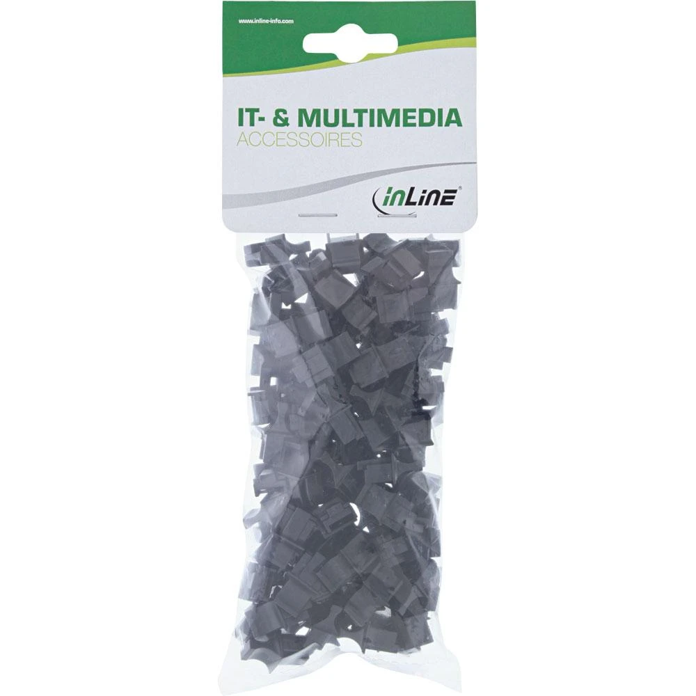 „InLine“ dulkių dangteliai RJ45 susuktos poros lizdui - juoda, 100 vnt.