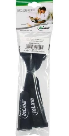 InLine Velcro kilpelės 20x200mm, 10 vnt - juodos spalvos