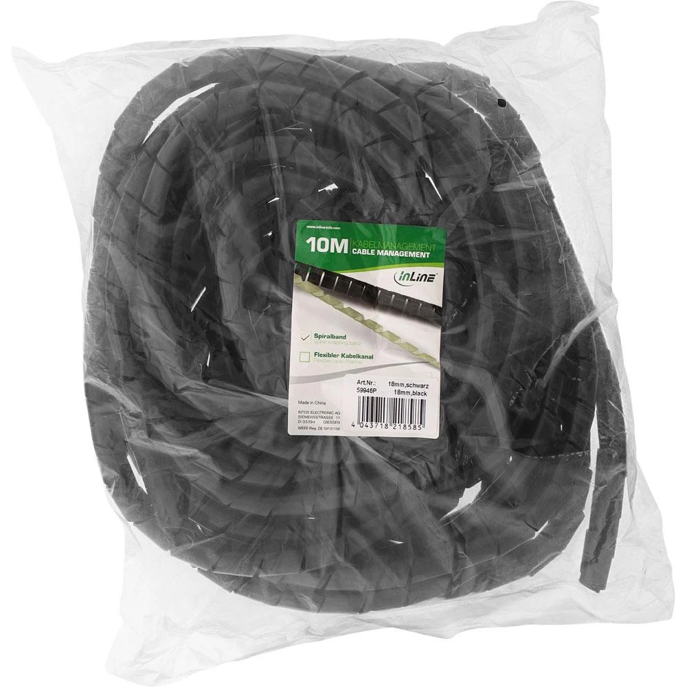 InLine spiral cable wrap, juodas – 18mm x 10m