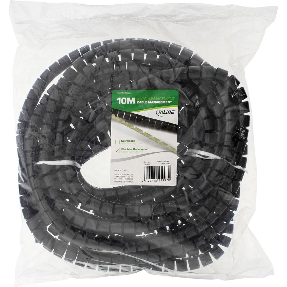 Inline Spiral Wrap kabelio apvyniojimas, 10 m ilgio, 15 mm skersmens, juodas