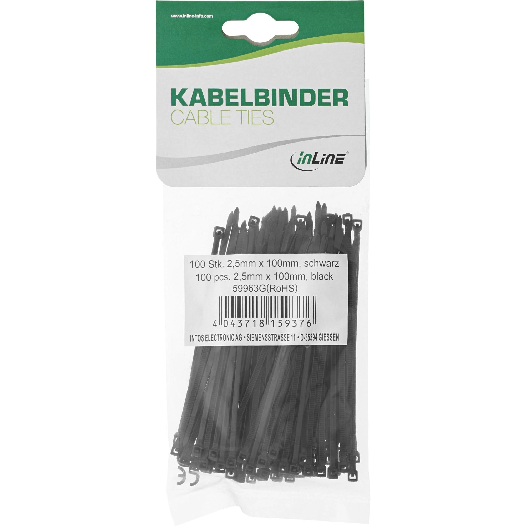 InLine Cable Tie Set 100 Pieces – juodos spalvos