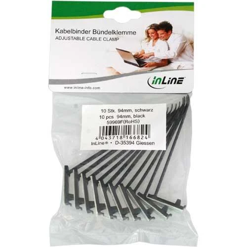 InLine Cable Clamp Set 10 Pieces 94mm - juodos spalvos