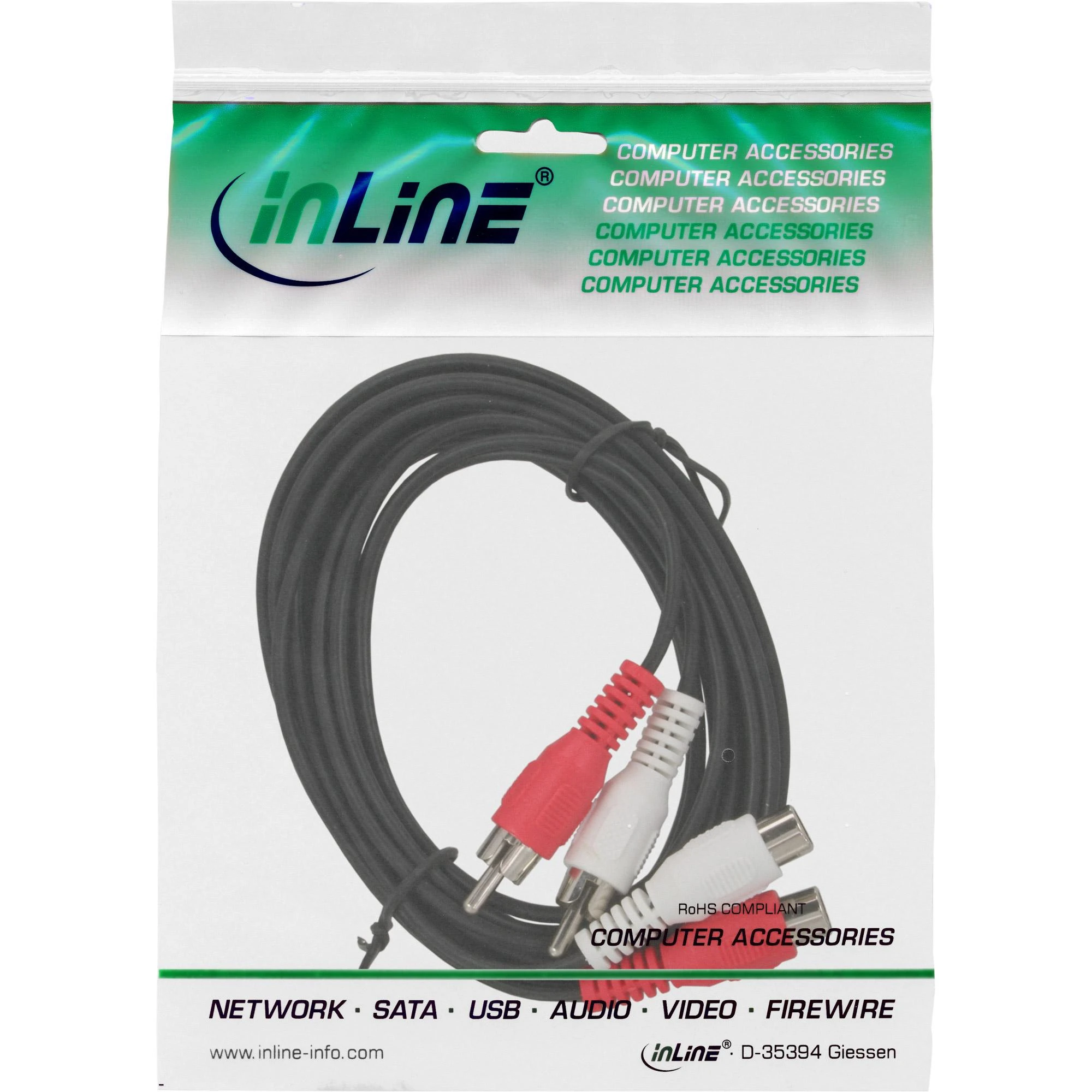 InLine 2xRCA laidas pakuotėje, 5m