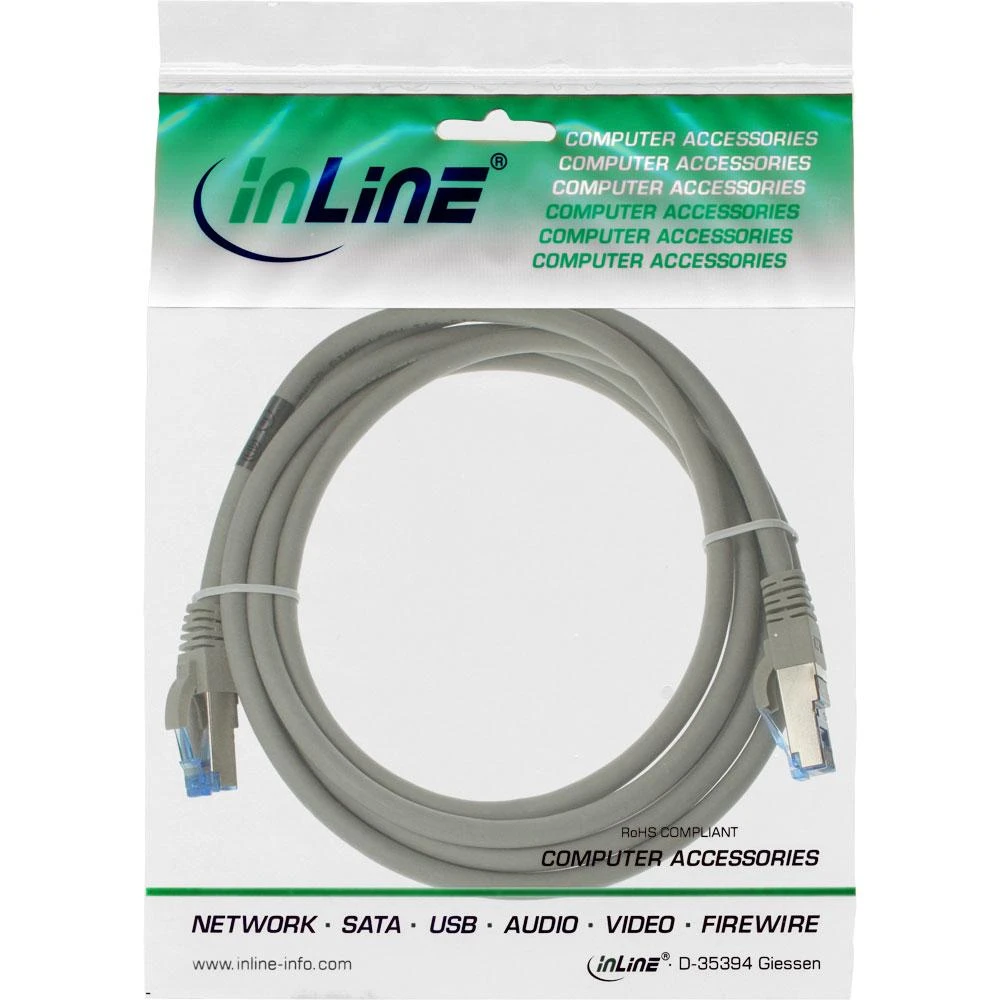 InLine patch kabelis Cat.6A, S/FTP (PiMf), 500MHz, pilkas - 5m