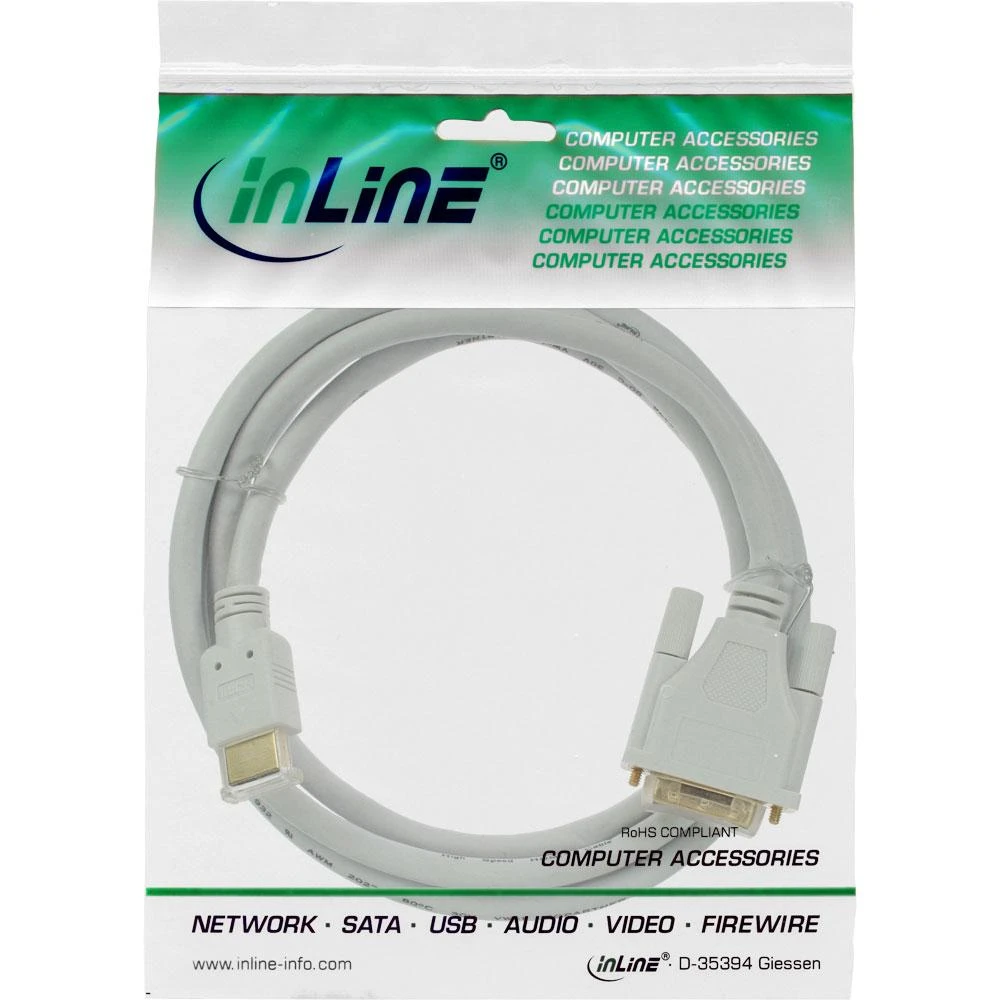 Kabelis InLine HDMI - DVI-D 5m balta (17665U)