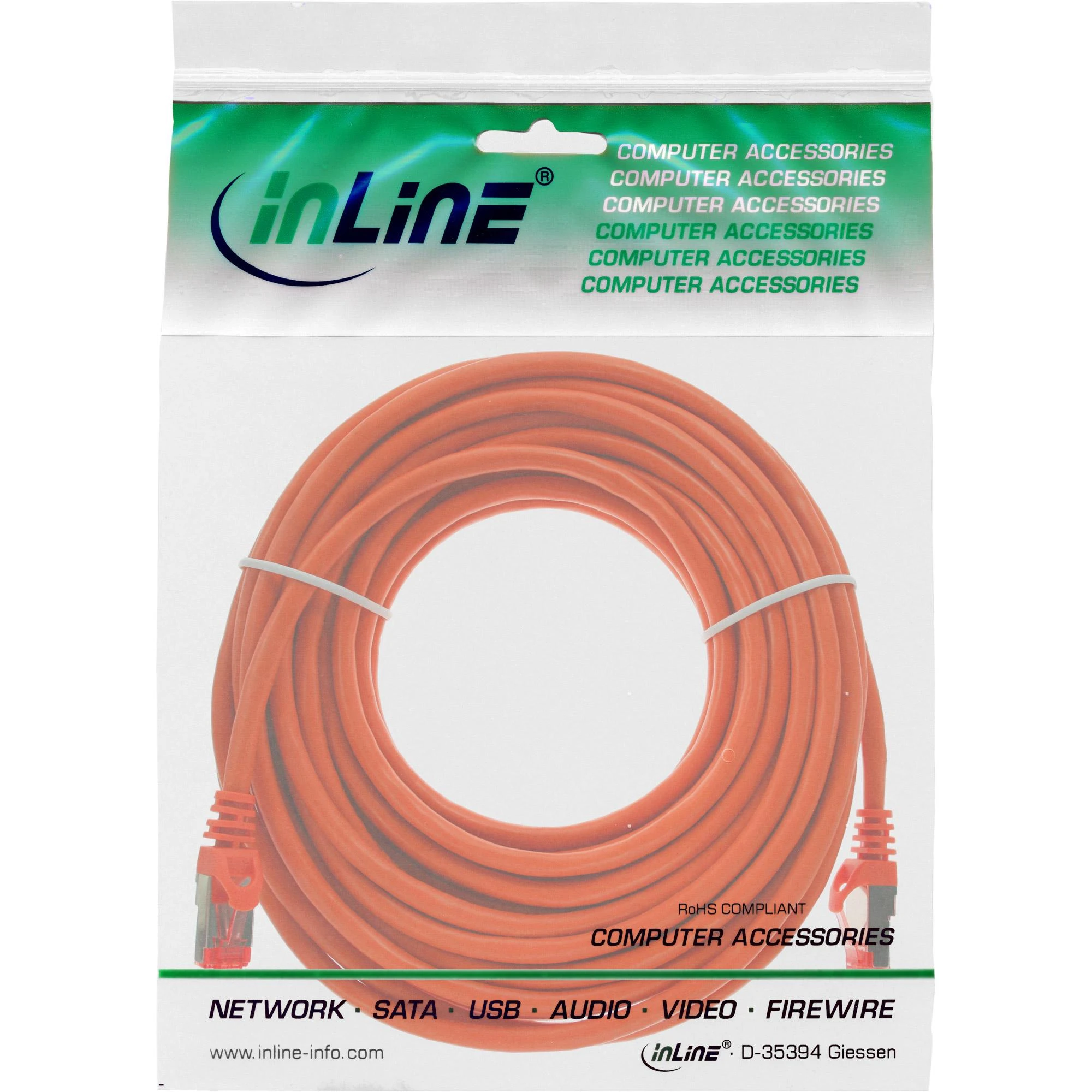 InLine Patchcord Cat.6, S/FTP, 250MHz, PVC, 5m oranžinė (76405O)