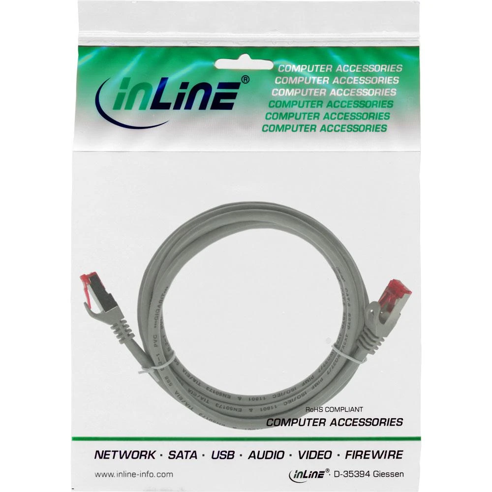 InLine patch kabelis, S/FTP (PiMf), Cat.6 [250MHz, PVC, varis, pilkas, 5m]