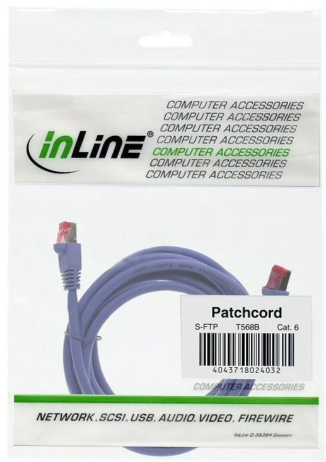 InLine patch cable Cat.6, S/FTP (PiMf), 250MHz, violetinė - 5m
