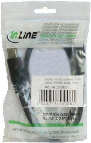 Inline 35350 USB kabelis USB 3.0 kištukas A / B kištukas 5m juodas