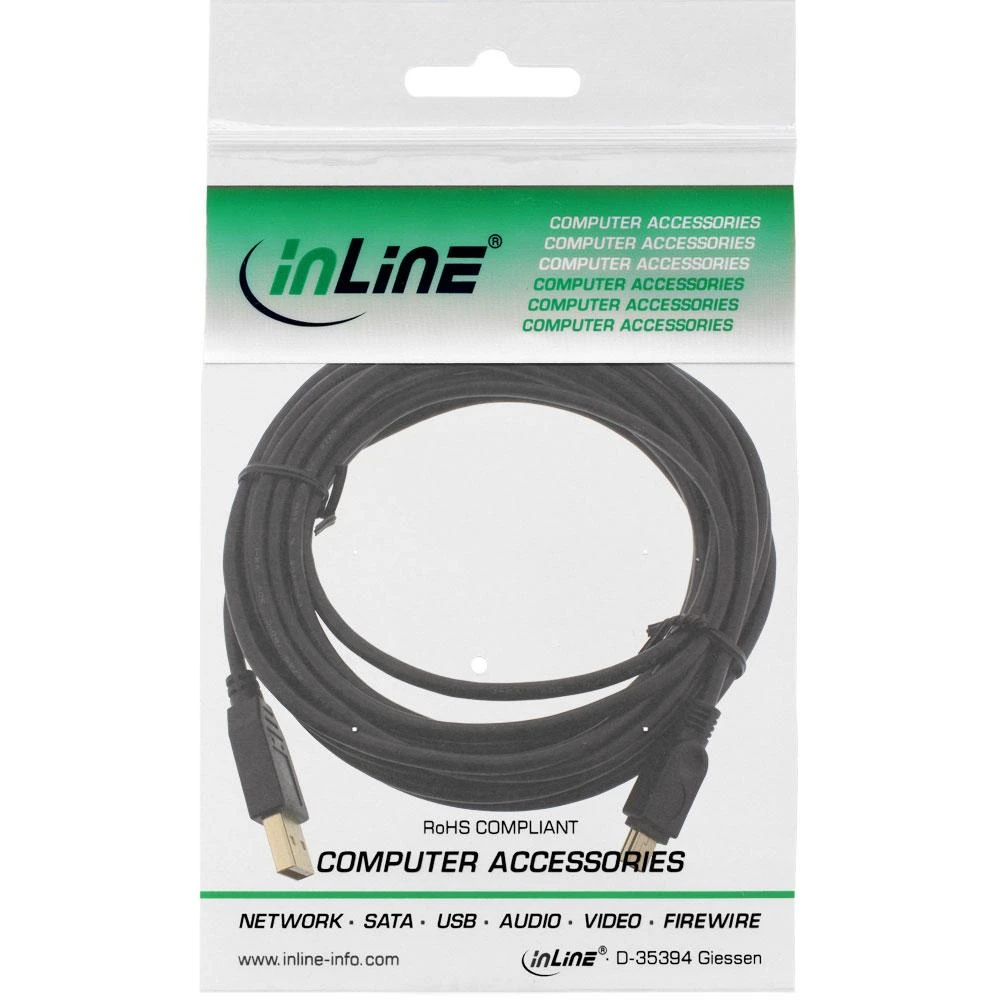 Kabelis USB InLine USB-A - miniUSB 5 m Juodas (31850P)