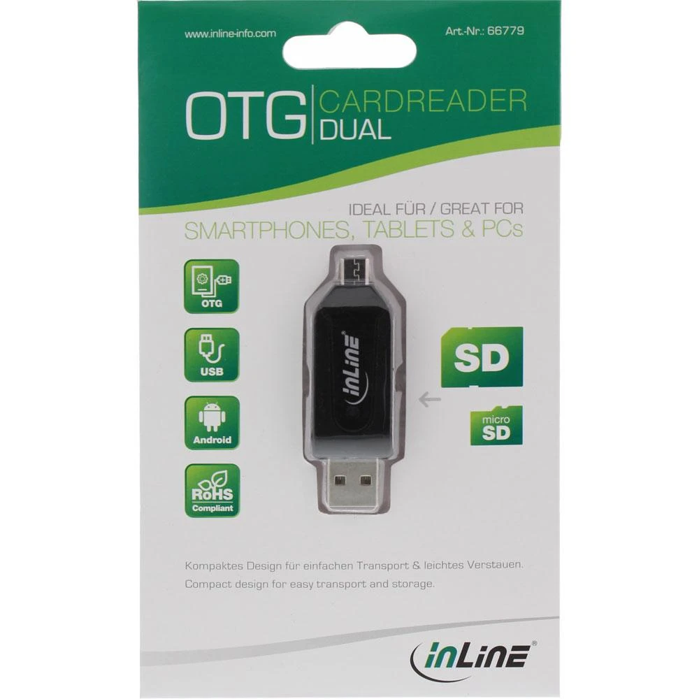 InLine OTG kortelių skaitytuvas su microUSB jungtimi