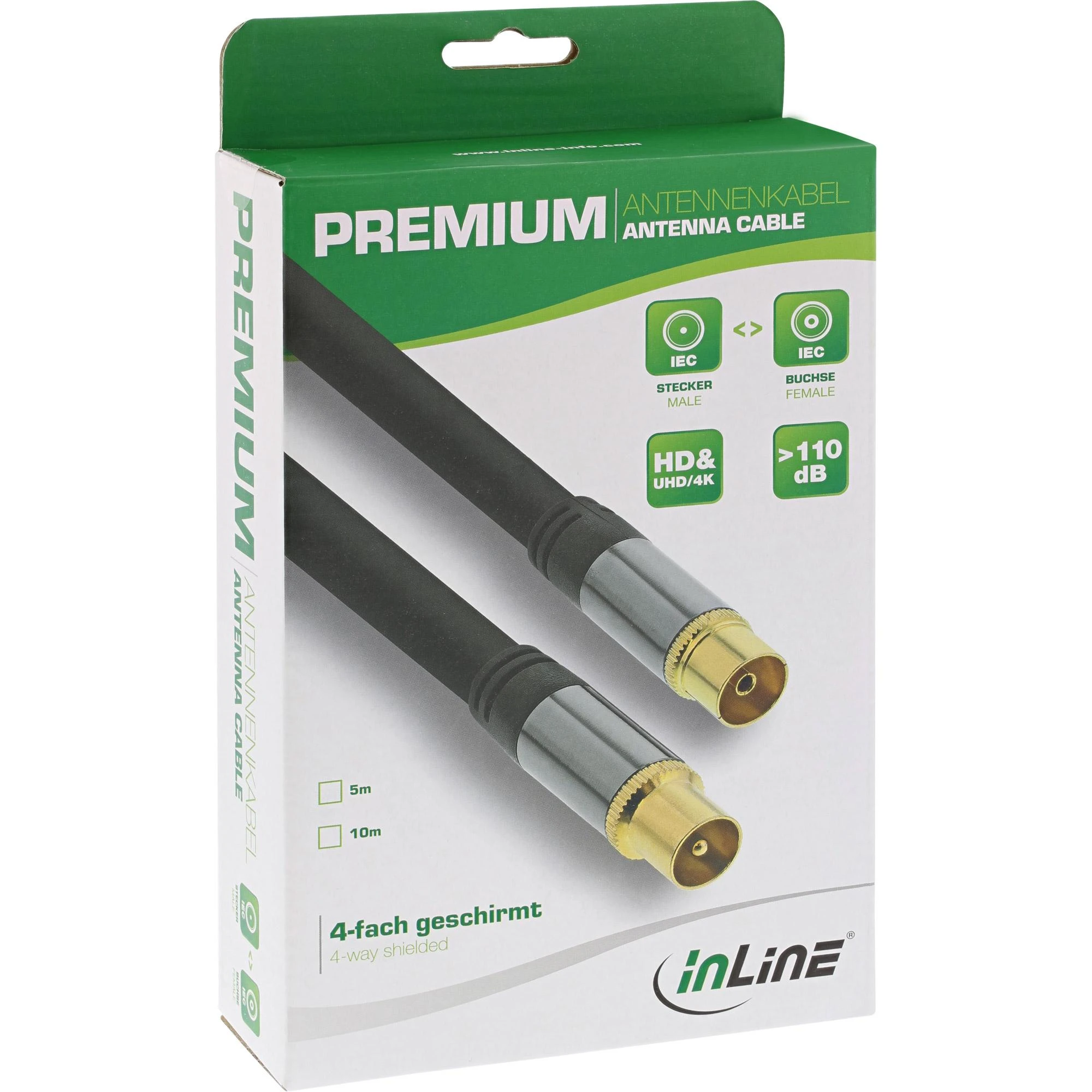 InLine antenos kabelio pakuotė su techniniais duomenimis