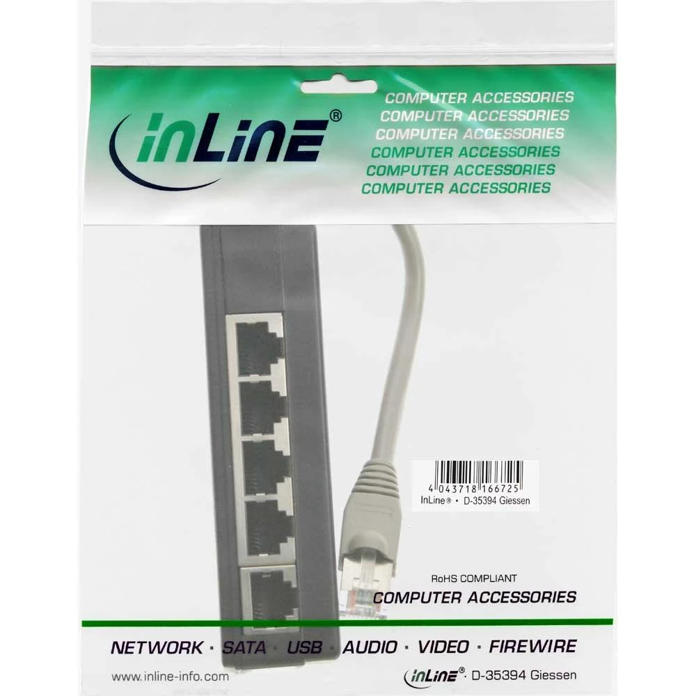 InLine Splitter ISDN 5x RJ45 moteriškas 15cm Kabelis su terminalų rezistoriai (69935)