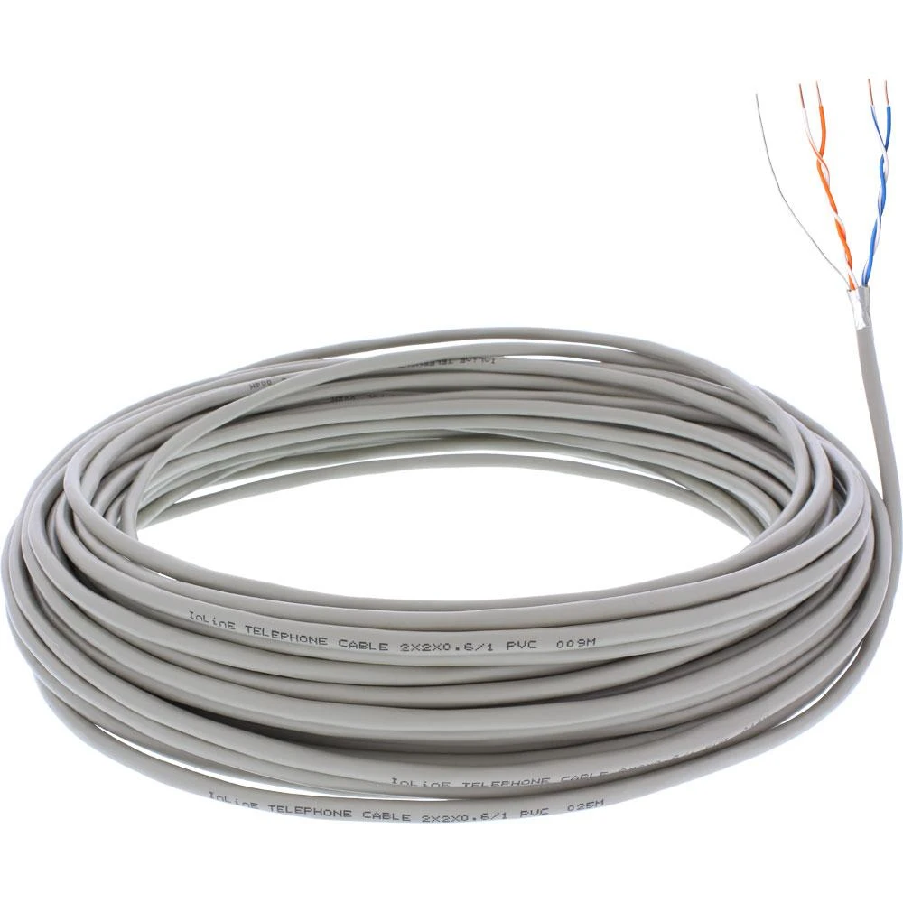 InLine telefono kabelis, 4 gyslų, 2x2x06 mm, ekranuotas, 25 m (69980C)